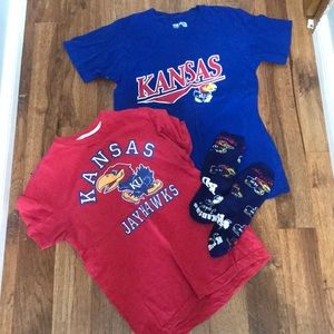 Kansas Jayhawks T-shirt bundle.
